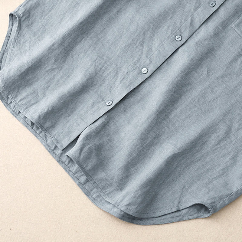 Conjunto de 2 piezas de camisa de manga larga con estampado de Buddha Stones y pantalones cortos para mujer, con bolsillos.