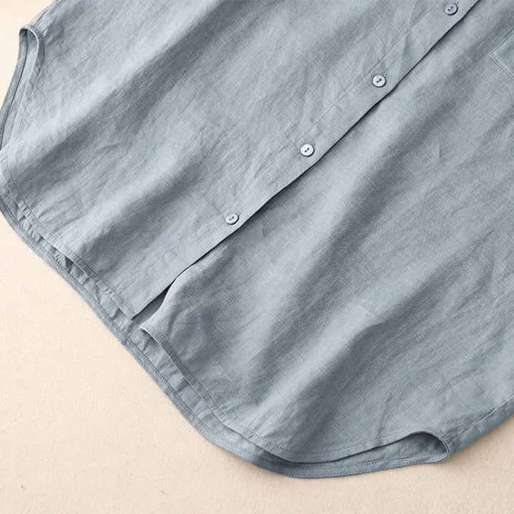 Conjunto de 2 piezas de camisa de manga larga con estampado de Buddha Stones y pantalones cortos para mujer, con bolsillos.