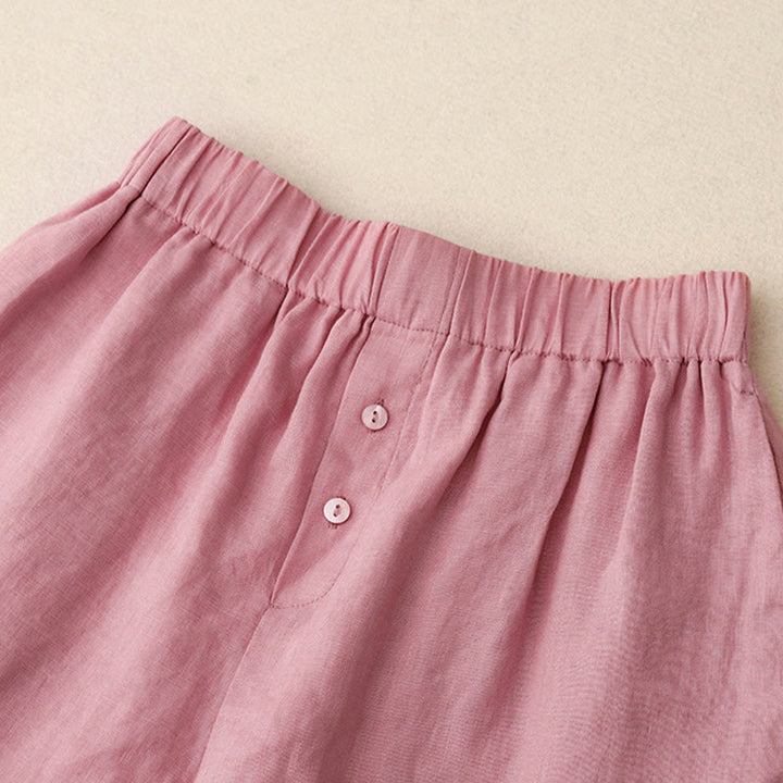 Conjunto de 2 piezas de camisa de manga larga con estampado de Buddha Stones y pantalones cortos para mujer, con bolsillos.