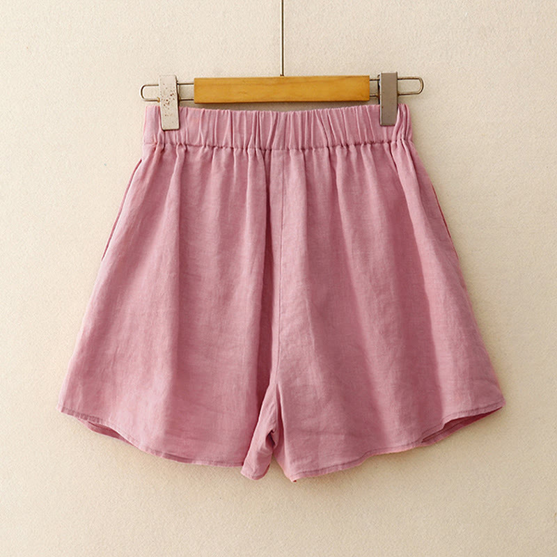 Conjunto de 2 piezas de camisa de manga larga con estampado de Buddha Stones y pantalones cortos para mujer, con bolsillos.