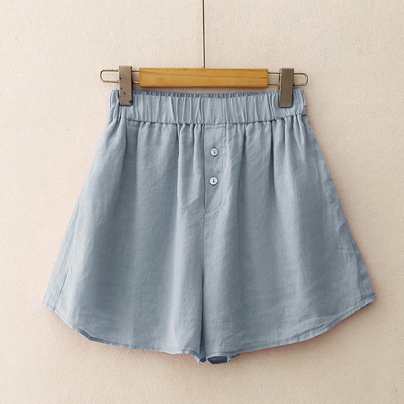 Conjunto de 2 piezas de camisa de manga larga con estampado de Buddha Stones y pantalones cortos para mujer, con bolsillos.