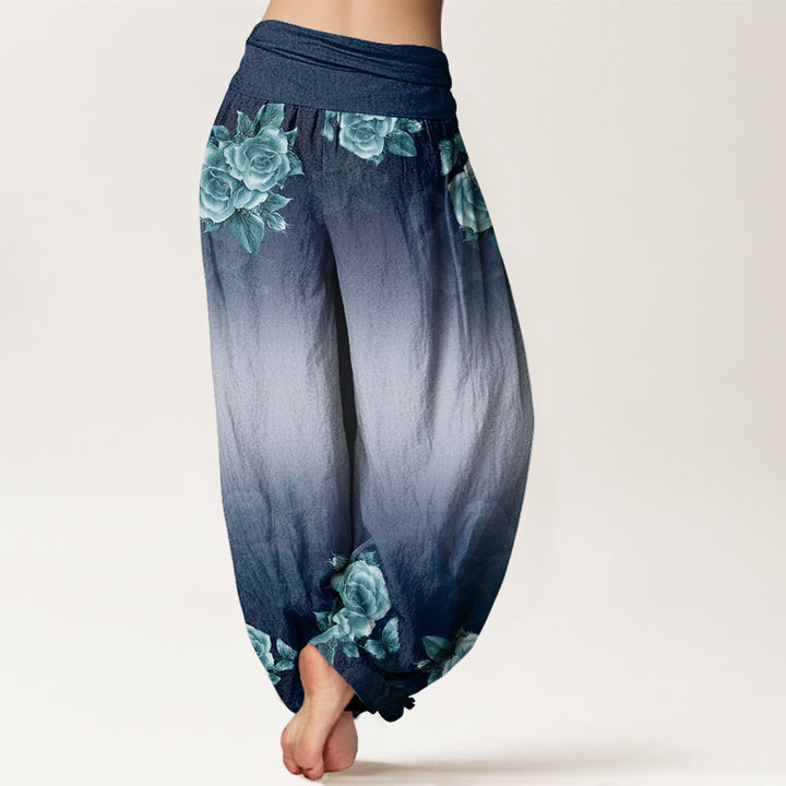 Pantalones harén de cintura elástica para mujer con estampado de hojas y Buddha Stones - image 7