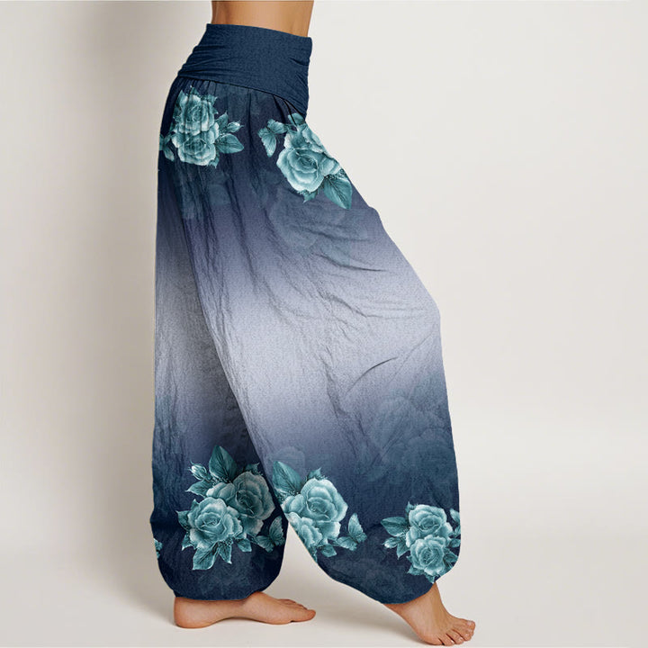 Pantalones harén de cintura elástica para mujer con estampado de hojas y Buddha Stones - image 6
