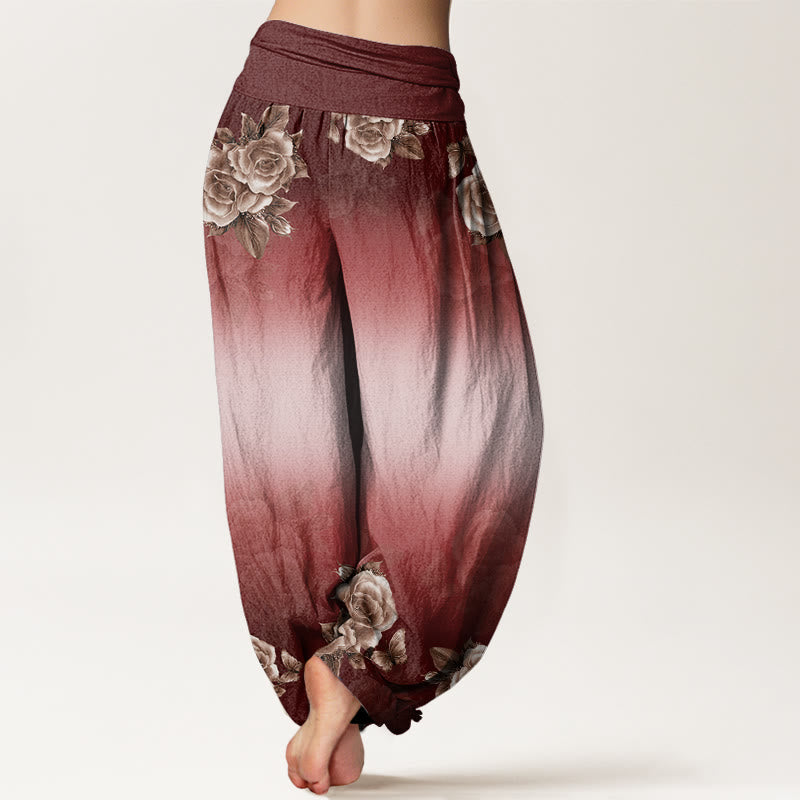 Pantalones harén de cintura elástica para mujer con estampado de hojas y Buddha Stones - image 10