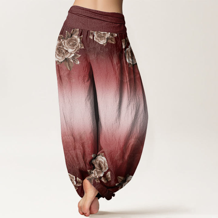 Pantalones harén de cintura elástica para mujer con estampado de hojas y Buddha Stones - image 10