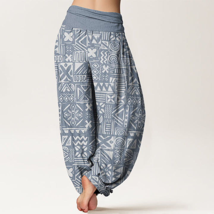 Pantalones harén con cintura elástica para mujer, con estampado geométrico tribal e informal de Buddha Stones - image 10