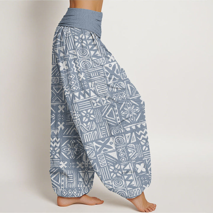 Pantalones harén con cintura elástica para mujer, con estampado geométrico tribal e informal de Buddha Stones - image 9