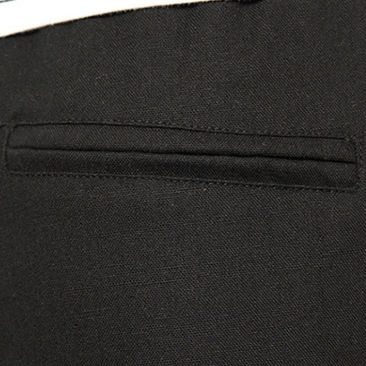 Pantalones de lino y algodón con cordón ajustable para hombre, de longitud 7-8, con pernera ancha y bolsillos, diseño de patchwork simple y liso de Buddha Stones Spring - image 23