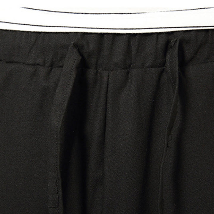 Pantalones de lino y algodón con cordón ajustable para hombre, de longitud 7-8, con pernera ancha y bolsillos, diseño de patchwork simple y liso de Buddha Stones Spring - image 22