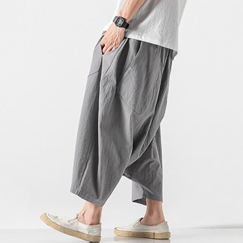 Pantalones anchos de Buddha Stones y algodón con bolsillos y diseño informal de entrepierna baja con cordón ajustable para hombre, talla 7-8 - image 19
