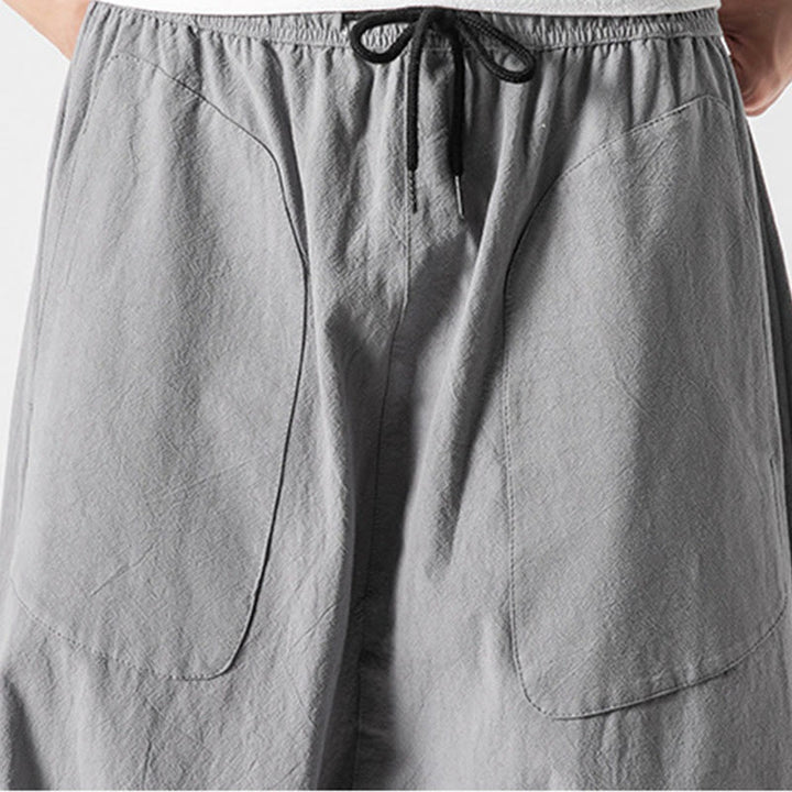 Pantalones anchos de Buddha Stones y algodón con bolsillos y diseño informal de entrepierna baja con cordón ajustable para hombre, talla 7-8 - image 26