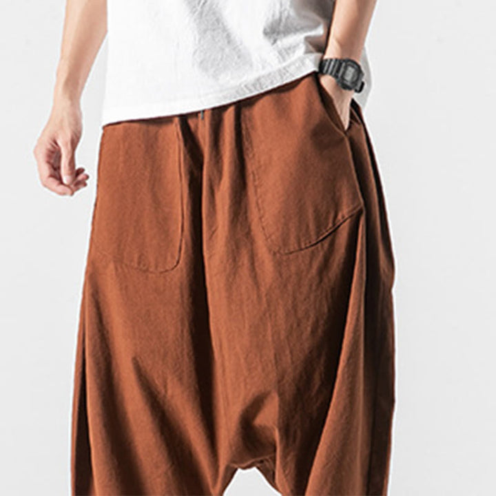 Pantalones de pierna ancha para hombre, talla 7-8, con bolsillos, diseño casual de tiro bajo y cordón ajustable, Buddha Stones. - image 16