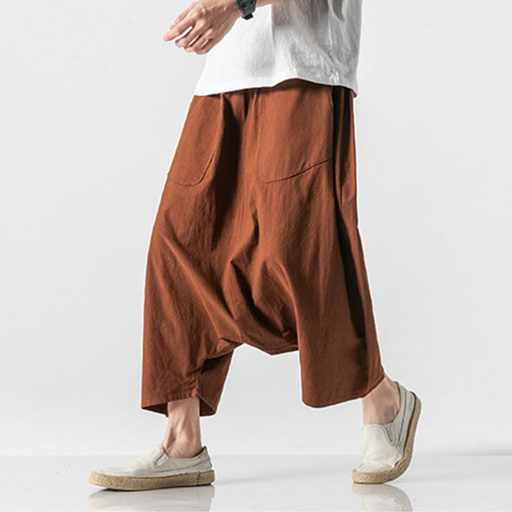 Pantalones de pierna ancha para hombre, talla 7-8, con bolsillos, diseño casual de tiro bajo y cordón ajustable, Buddha Stones. - image 10