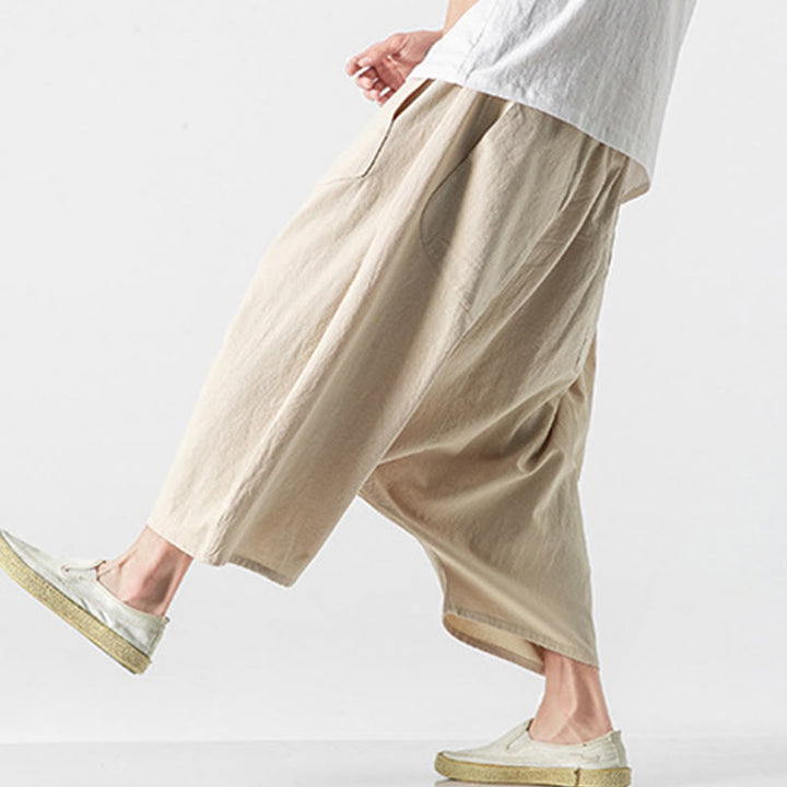 Pantalones de pierna ancha para hombre, talla 7-8, con bolsillos, diseño casual de tiro bajo y cordón ajustable, Buddha Stones. - image 41