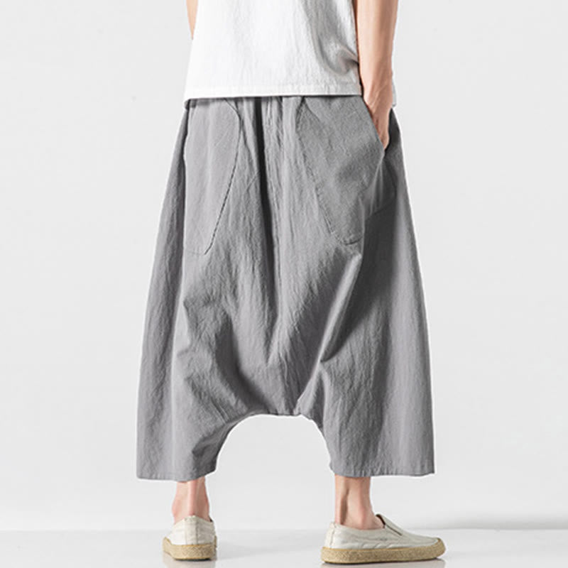 Pantalones anchos de Buddha Stones y algodón con bolsillos y diseño informal de entrepierna baja con cordón ajustable para hombre, talla 7-8 - image 24