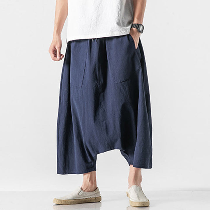 Pantalones de pierna ancha para hombre, talla 7-8, con bolsillos, diseño casual de tiro bajo y cordón ajustable, Buddha Stones. - image 2