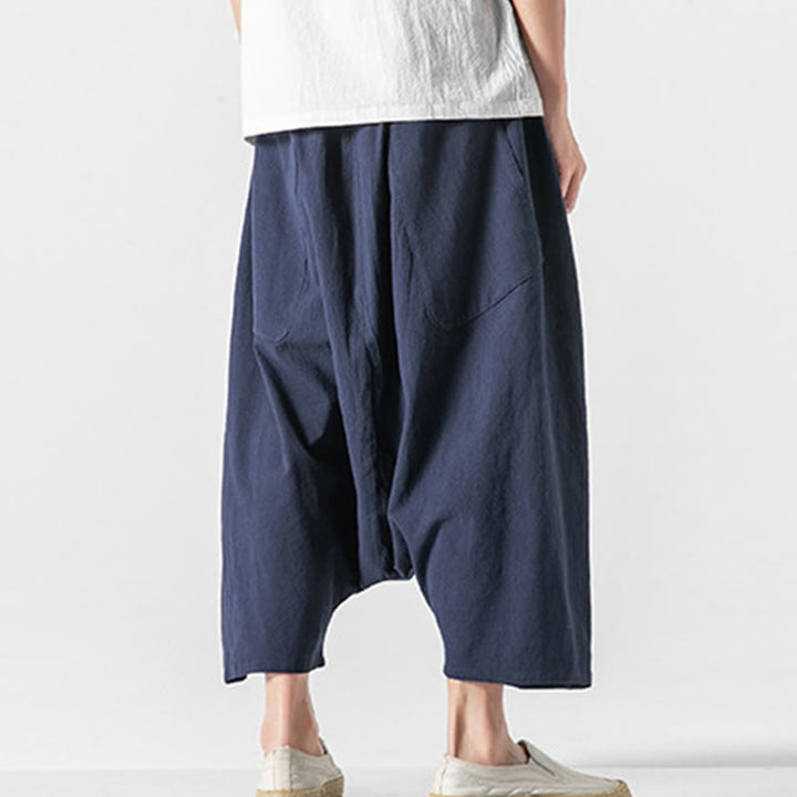 Pantalones de pierna ancha para hombre, talla 7-8, con bolsillos, diseño casual de tiro bajo y cordón ajustable, Buddha Stones. - image 4