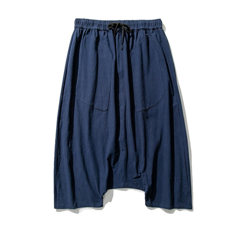 Pantalones de pierna ancha para hombre, talla 7-8, con bolsillos, diseño casual de tiro bajo y cordón ajustable, Buddha Stones. - image 9