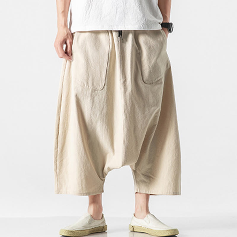 Pantalones de pierna ancha para hombre, talla 7-8, con bolsillos, diseño casual de tiro bajo y cordón ajustable, Buddha Stones. - Beige - US/UK/AU46, EU56 (5XL) - image 35