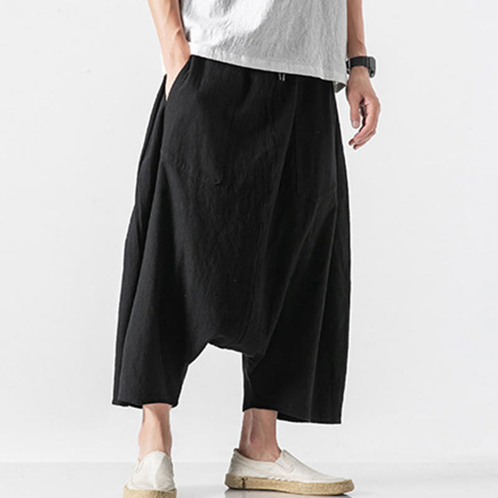 Pantalones de pierna ancha para hombre, talla 7-8, con bolsillos, diseño casual de tiro bajo y cordón ajustable, Buddha Stones. - image 33