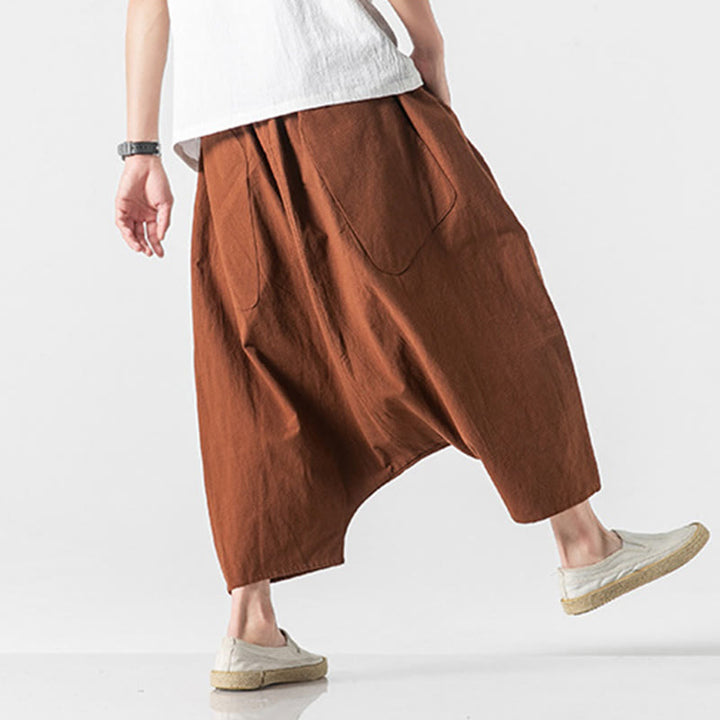 Pantalones de pierna ancha para hombre, talla 7-8, con bolsillos, diseño casual de tiro bajo y cordón ajustable, Buddha Stones. - image 15