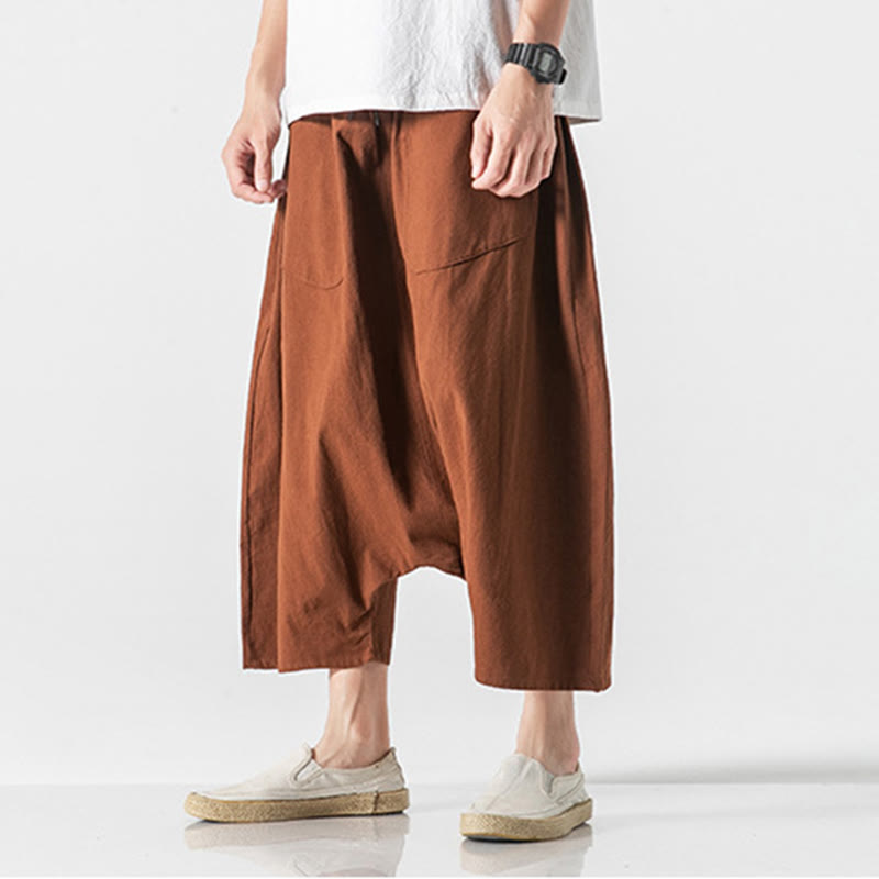 Pantalones de pierna ancha para hombre, talla 7-8, con bolsillos, diseño casual de tiro bajo y cordón ajustable, Buddha Stones. - image 12