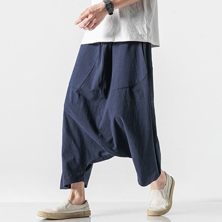 Pantalones de pierna ancha para hombre, talla 7-8, con bolsillos, diseño casual de tiro bajo y cordón ajustable, Buddha Stones. - image 6