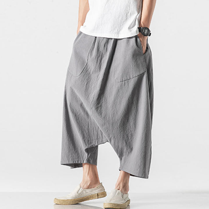 Pantalones anchos de Buddha Stones y algodón con bolsillos y diseño informal de entrepierna baja con cordón ajustable para hombre, talla 7-8 - image 20