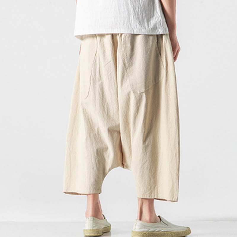 Pantalones anchos de Buddha Stones y algodón con bolsillos y diseño informal de entrepierna baja con cordón ajustable para hombre, talla 7-8 - image 39