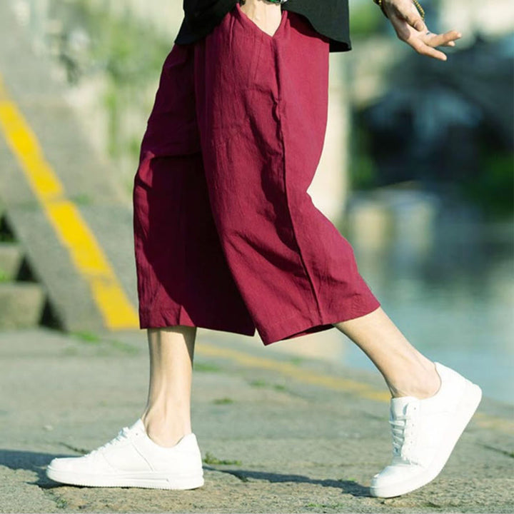 Pantalones de hombre Buddha Stones Summer Plain Pleat Design con cordón ajustable, largo 7-8 y bolsillos. - image 20