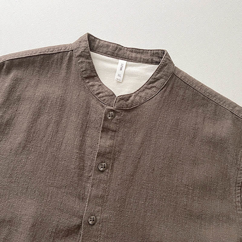 Camisa informal de lino y algodón con bolsillos para hombre, de color liso y ramio , con Buddha Stones - image 11