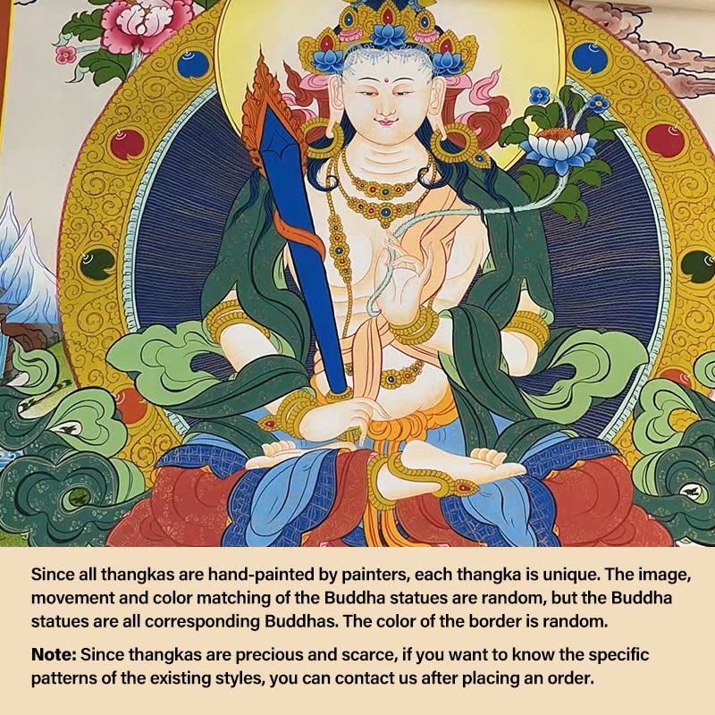 Pintura Thangka tibetana con Buddha Stones , amarilla, Dios de la Riqueza, Tara Avalokitesvara verde, decoración hecha a mano, caja ciega (estilo aleatorio) - 27,56 x 21,6 pulgadas/70 x 55 cm Akasagarbha (estilo Thangka aleatorio, comuníquese con el servicio de atención al cliente para ver los estilos disponibles) - image 18