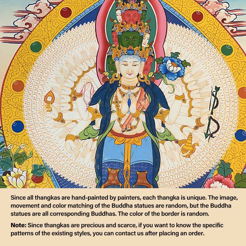 Pintura Thangka tibetana con Buddha Stones , amarilla, Dios de la Riqueza, Tara Avalokitesvara verde, decoración hecha a mano, caja ciega (estilo aleatorio)