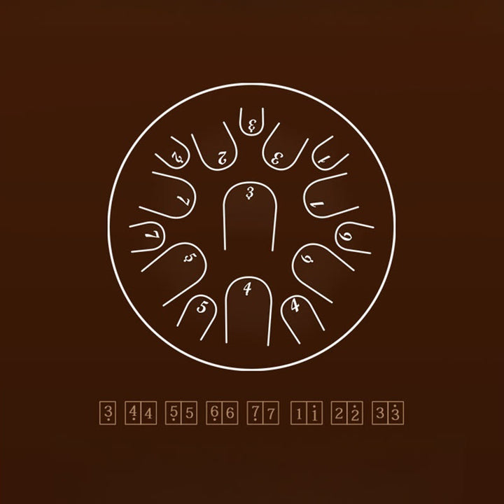 Tambor de lengüeta de acero Buddha Stones , para sanación sonora, meditación y atención plena, 15 notas, instrumento de percusión de 14 pulgadas - image 13