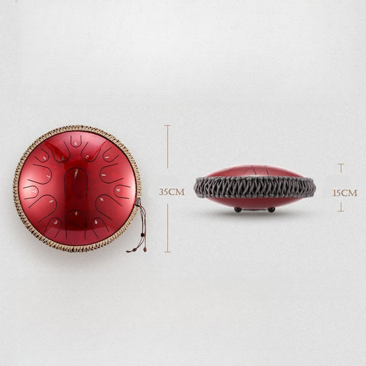 Tambor de lengüeta de acero Buddha Stones , para sanación sonora, meditación y atención plena, 15 notas, instrumento de percusión de 14 pulgadas - image 12