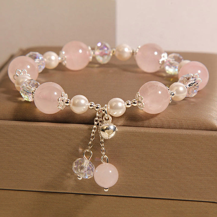 Pulsera de autoaceptación con perla de cristal rosa natural de Buddha Stones