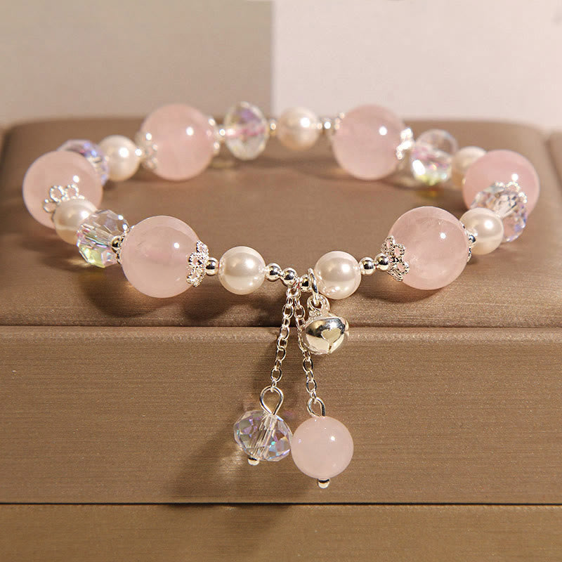 Pulsera de autoaceptación con perla de cristal rosa natural de Buddha Stones