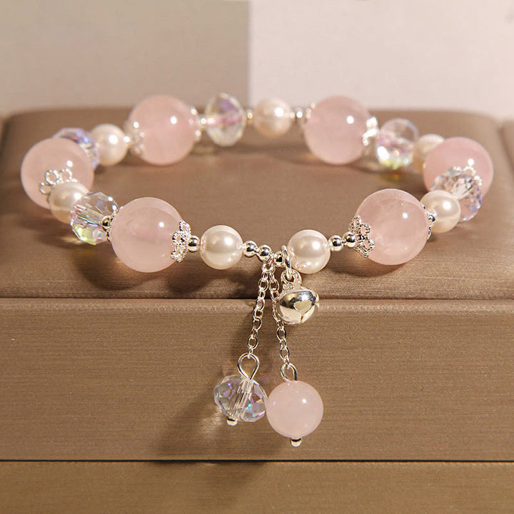 Pulsera de autoaceptación con perla de cristal rosa natural de Buddha Stones