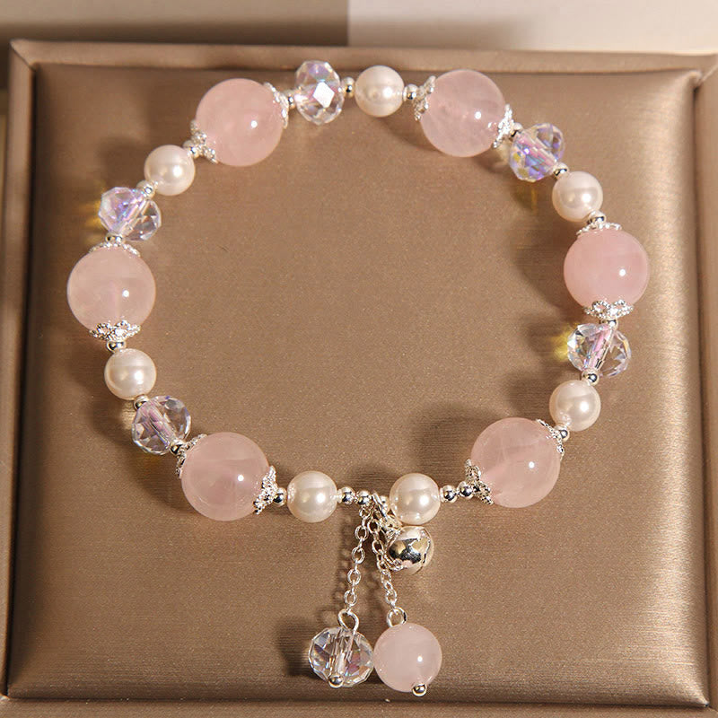 Pulsera de autoaceptación con perla de cristal rosa natural de Buddha Stones
