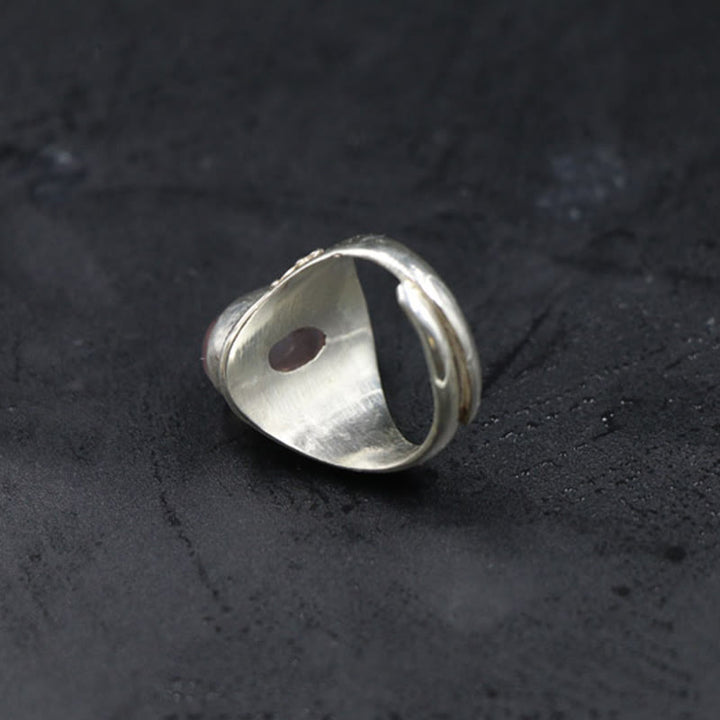 Anillo ajustable de energía amorosa de cuarzo rosa natural hecho a mano en plata de ley 925 con Buddha Stones