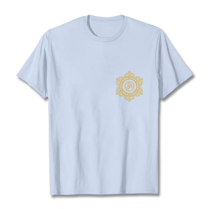 Camiseta con estampado OM de mandala dorado y Buddha Stones - Cian claro - 2XL - image 18
