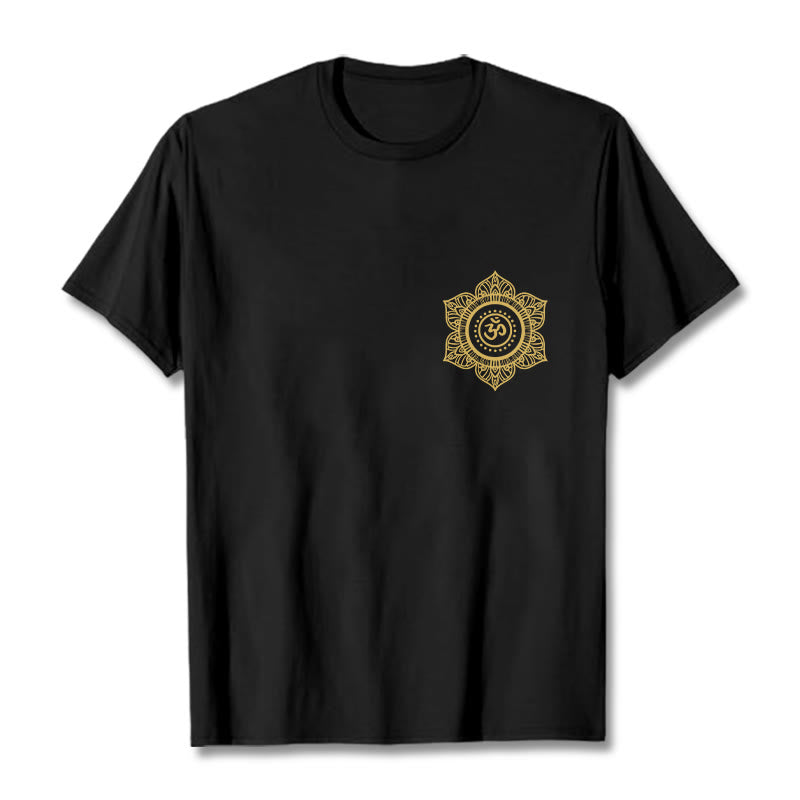 Camiseta con estampado OM de mandala dorado y Buddha Stones - Negro - 2XL - image 4