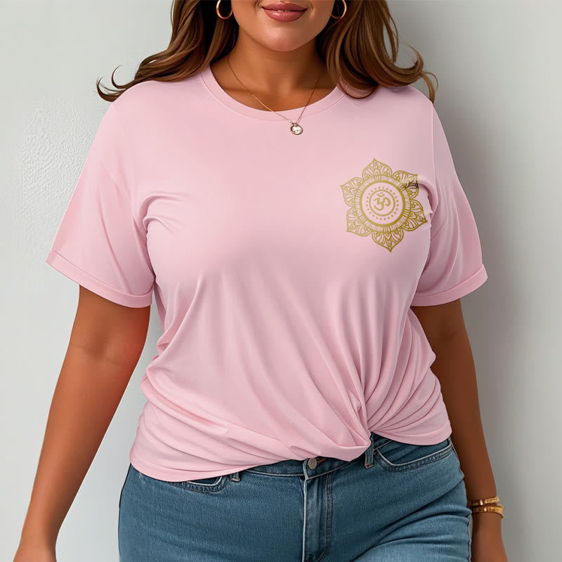 Camiseta con estampado OM de mandala dorado y Buddha Stones - image 14