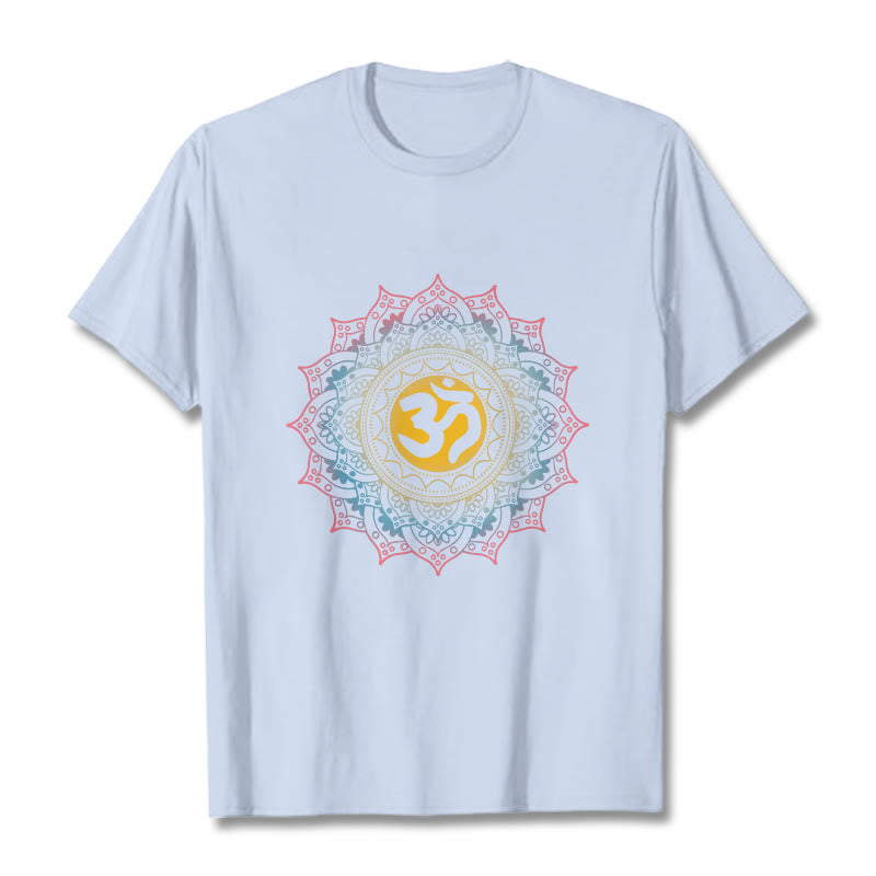 Camiseta con estampado OM de mandala con degradado de color y Buddha Stones - Cian claro - 2XL - image 18