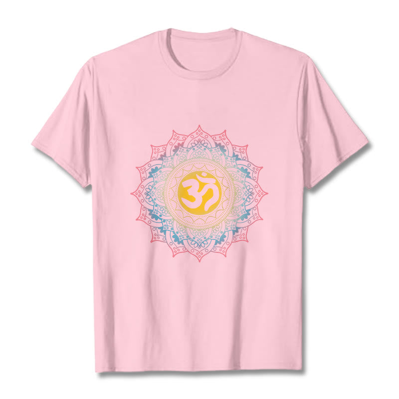 Camiseta con estampado OM de mandala con degradado de color y Buddha Stones - rosa claro - 2XL - image 12