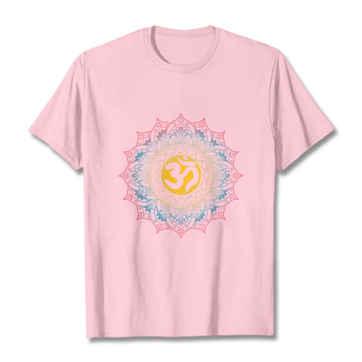 Camiseta con estampado OM de mandala con degradado de color y Buddha Stones - Rosa claro - 2XL - image 13