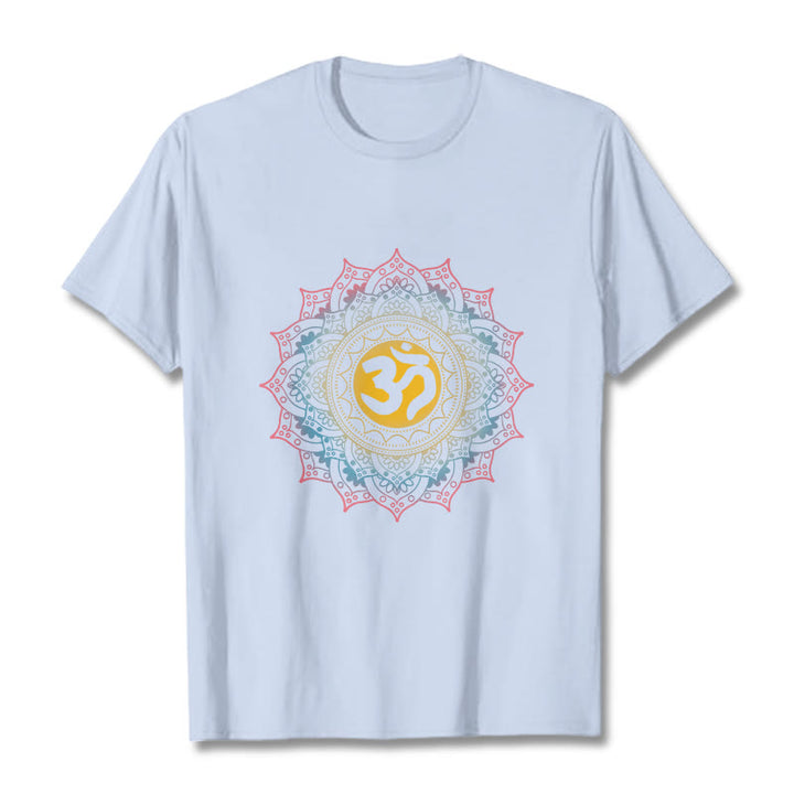 Camiseta con estampado OM de mandala con degradado de color y Buddha Stones - Cian claro - 2XL - image 19