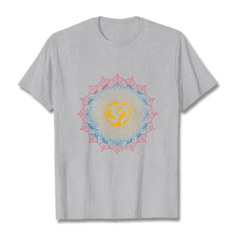 Camiseta con estampado OM de mandala con degradado de color y Buddha Stones - Gris claro - 2XL - image 19