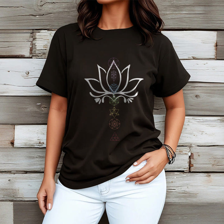 Camiseta de geometría sagrada con Buddha Stones y loto - image 4
