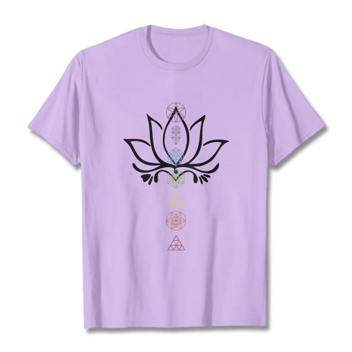 Camiseta de geometría sagrada con Buddha Stones y loto - Ciruela - 2XL - image 17